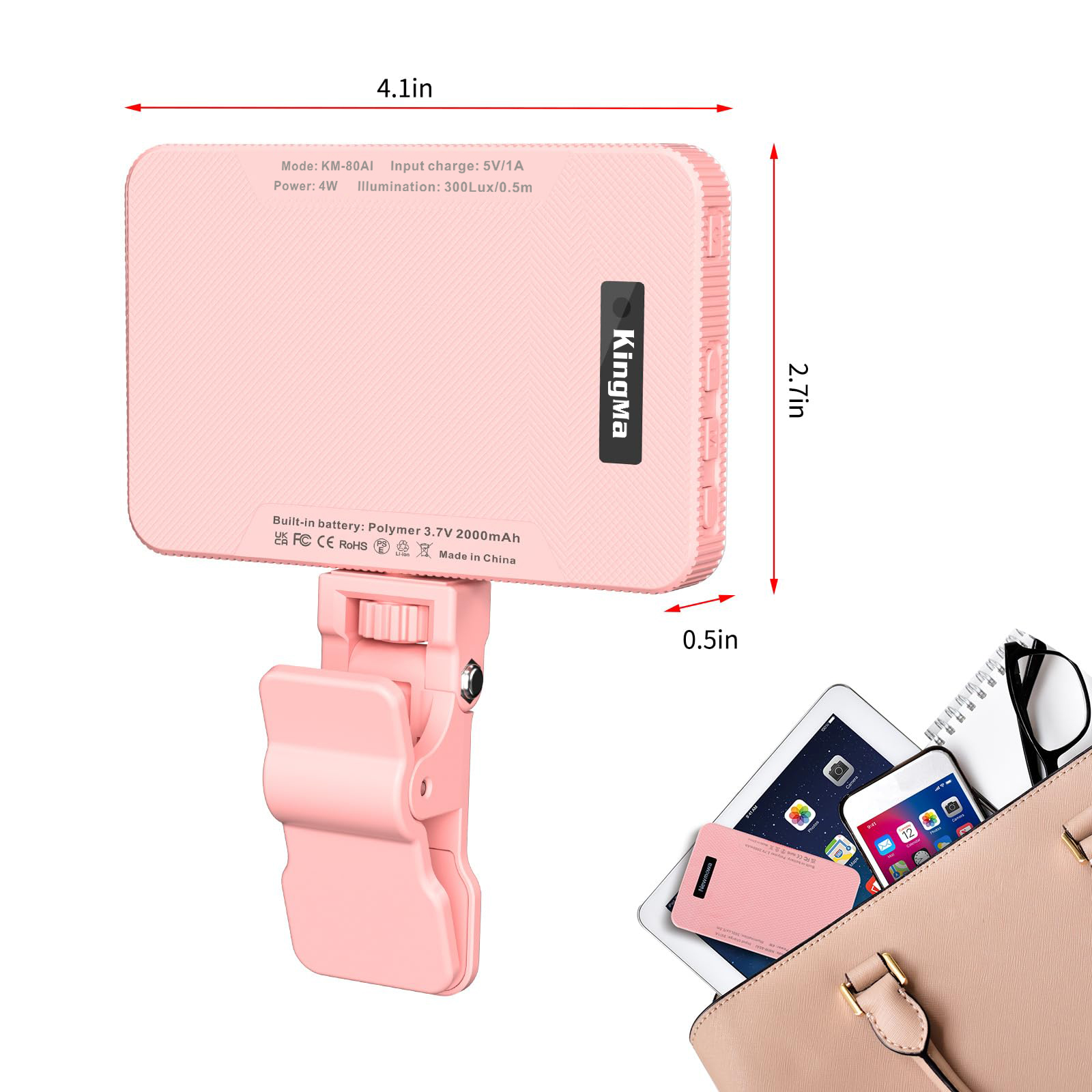 King Ma Pink ricaricabile Self - Photography Lighting Video recensione e prezzo
