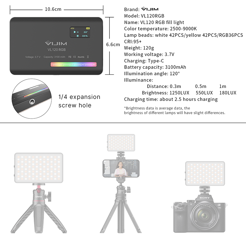 Ulanzi VL120 RGB Luce video pe - Photography Lighting Rgb recensione e prezzo